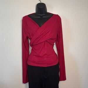 Anthropologie Burgundy Blouse with Gold Specks Size M